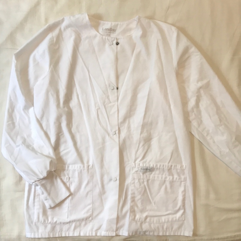 Landau white scrub jacket